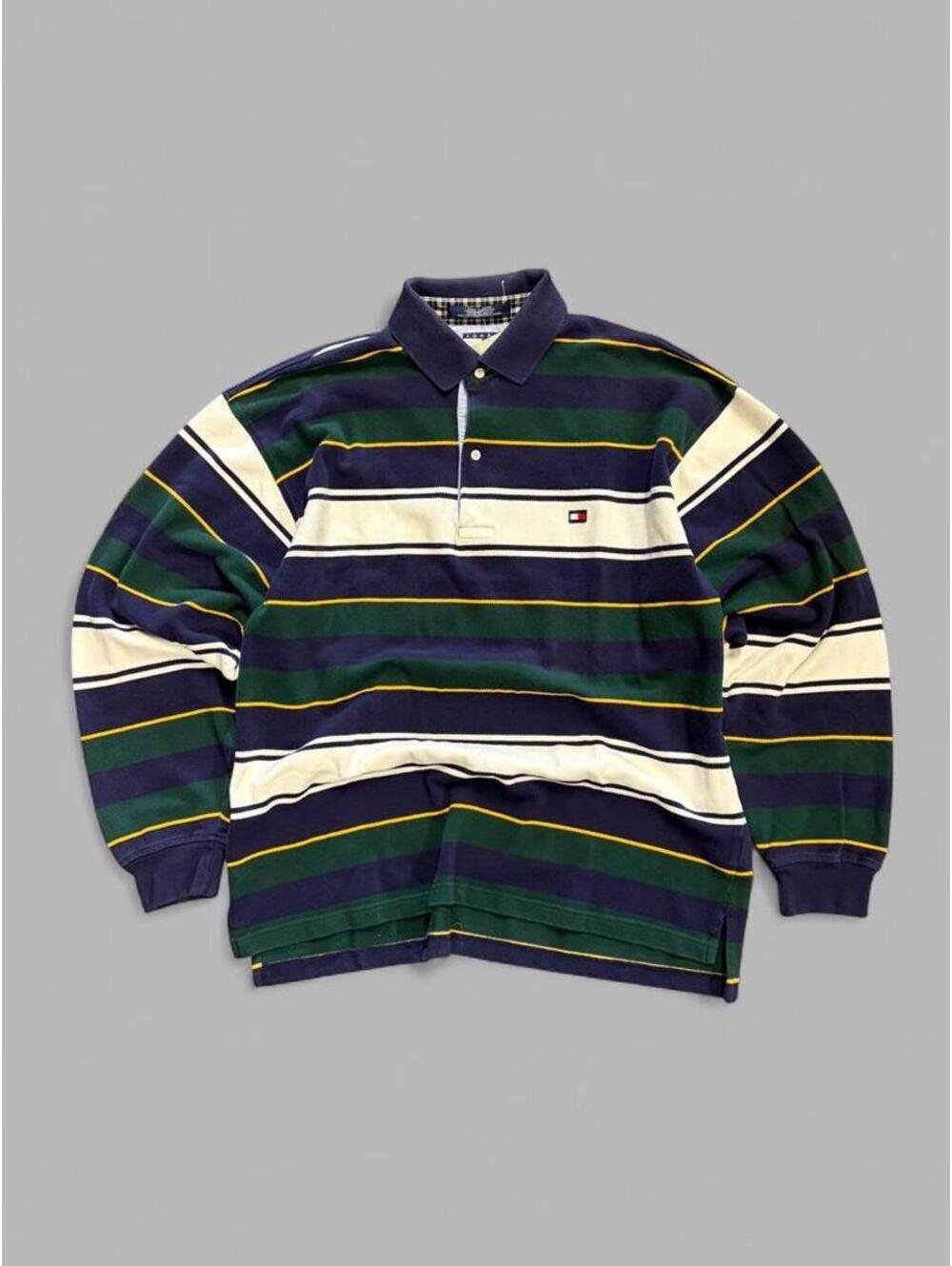 Vintage 90s Tommy Hilfiger Striped Polo Long Sleeve